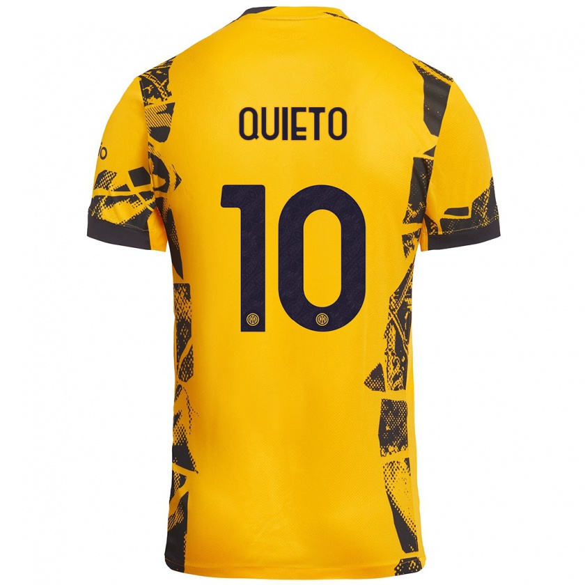 Kandiny Criança Camisola Daniele Quieto #10 Ouro Preto Terceiro 2024/25 Camisa Brasil