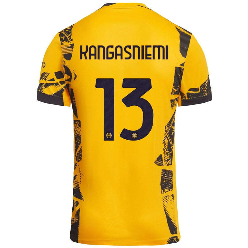 KandinyキッズIlari Kangasniemi#13ゴールド ブラックサードユニフォームシャツ2024/25ジャージーユニフォーム