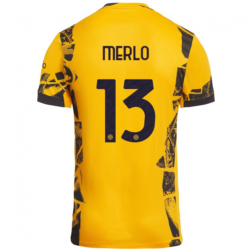 Kandiny Niño Camiseta Beatrice Merlo #13 Dorado Negro Equipación Tercera 2024/25 La Camisa México