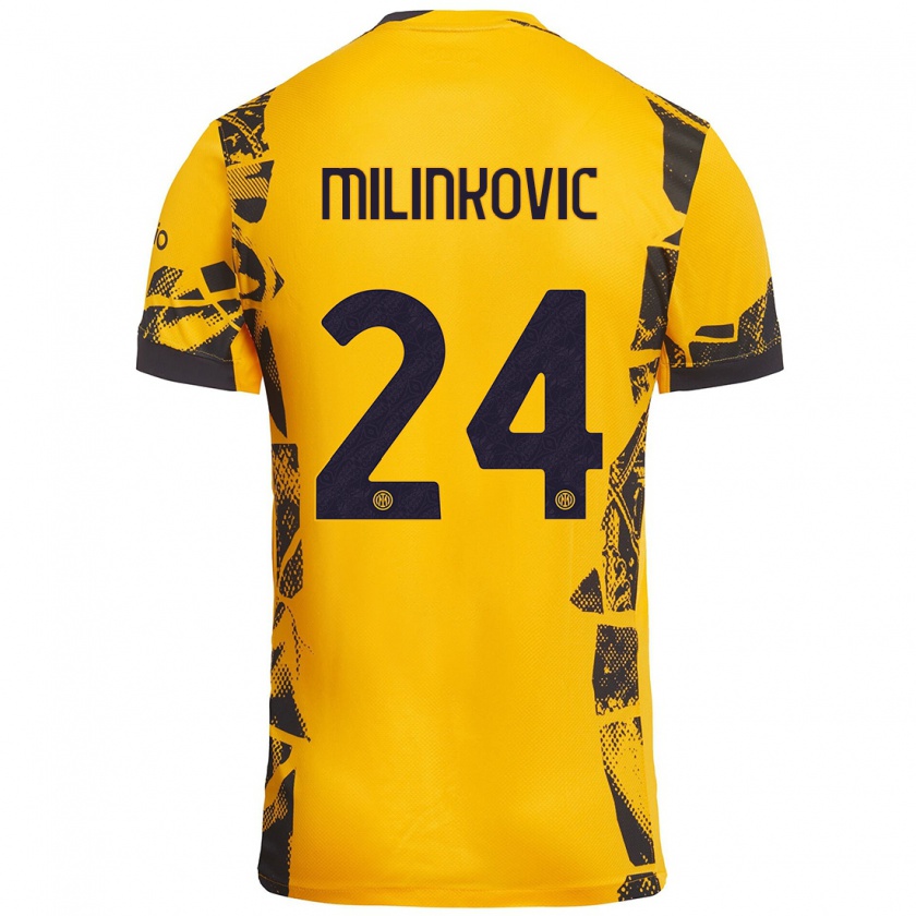 KandinyキッズMarija Milinković#24ゴールド ブラックサードユニフォームシャツ2024/25ジャージーユニフォーム