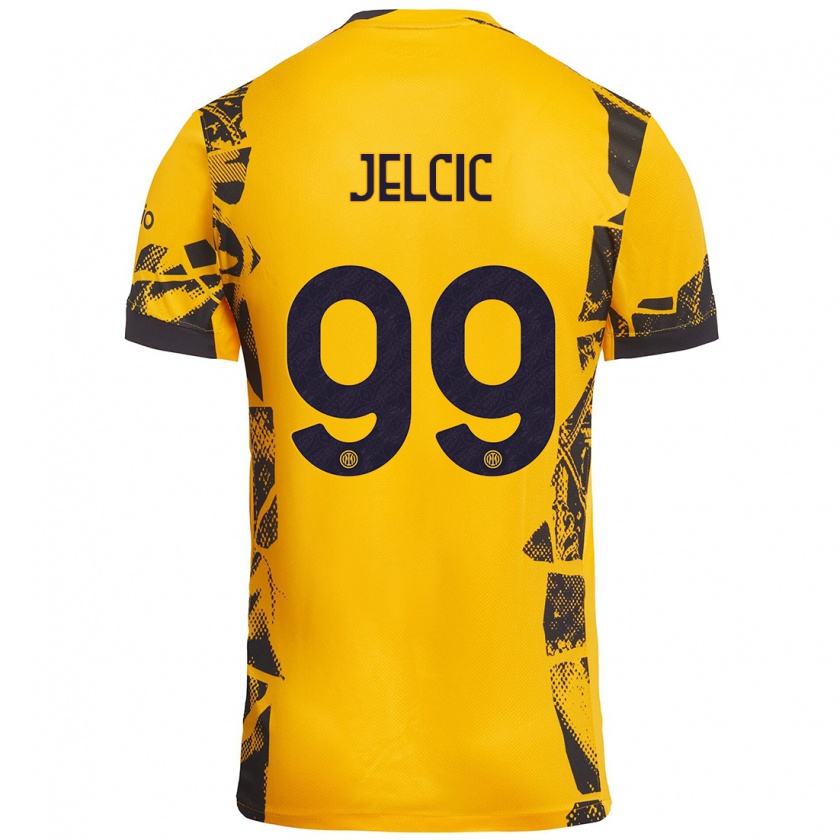 Kandiny Niño Camiseta Maja Jelčić #99 Dorado Negro Equipación Tercera 2024/25 La Camisa