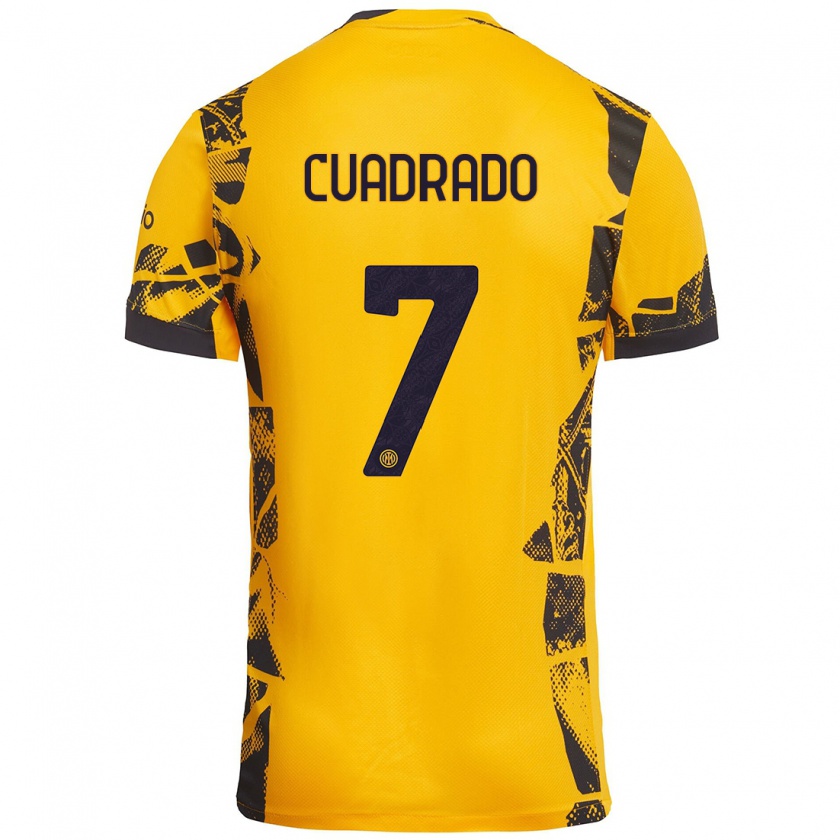 Kandiny Kinder Juan Cuadrado #7 Gold Schwarz Ausweichtrikot Trikot 2024/25 T-Shirt Österreich