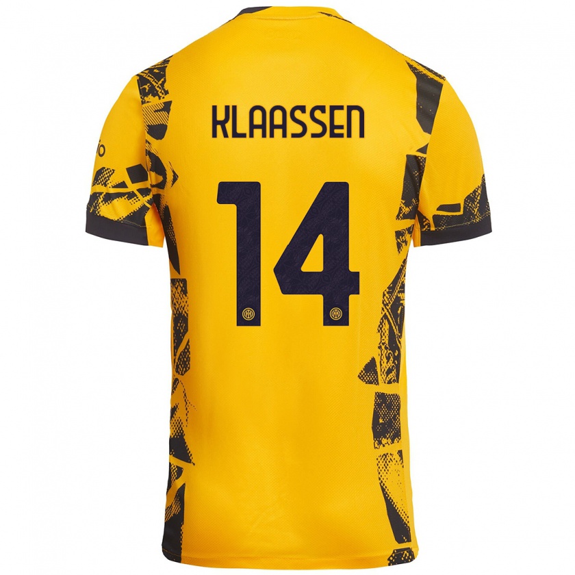 Kandiny Kinderen Davy Klaassen #14 Goud Zwart Thuisshirt Derde Tenue 2024/25 T-Shirt