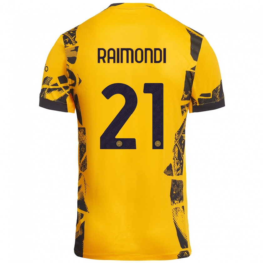 Kandiny Kinderen Paolo Raimondi #21 Goud Zwart Thuisshirt Derde Tenue 2024/25 T-Shirt