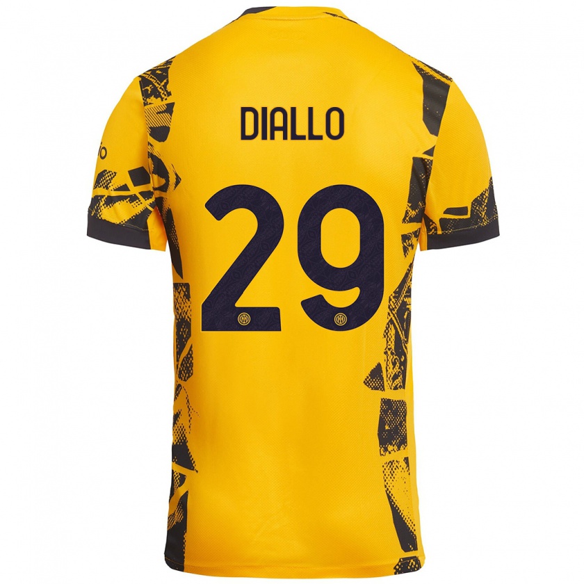 Kandiny Bambino Maglia Oumar Diallo #29 Oro Nero Kit Gara Third 2024/25 Maglietta