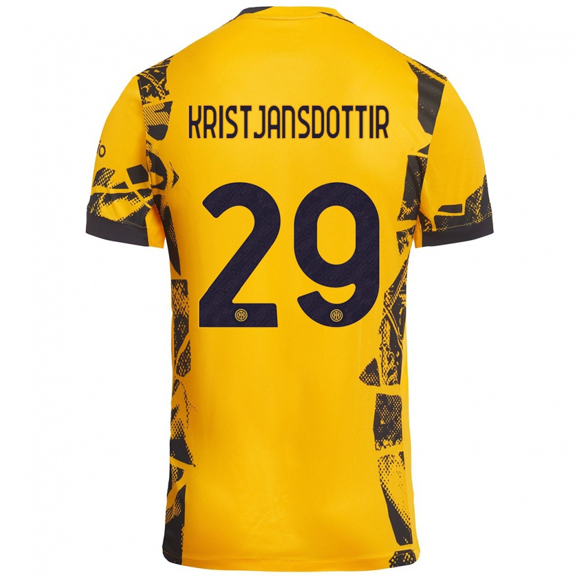 Kandiny Bambino Maglia Anna Bjork Kristjansdottir #29 Oro Nero Kit Gara Third 2024/25 Maglietta