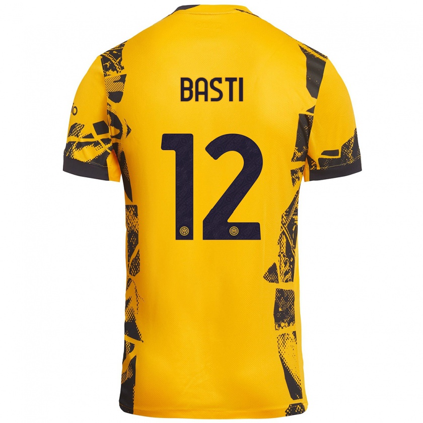 Kandiny Kinderen Matteo Basti #12 Goud Zwart Thuisshirt Derde Tenue 2024/25 T-Shirt België