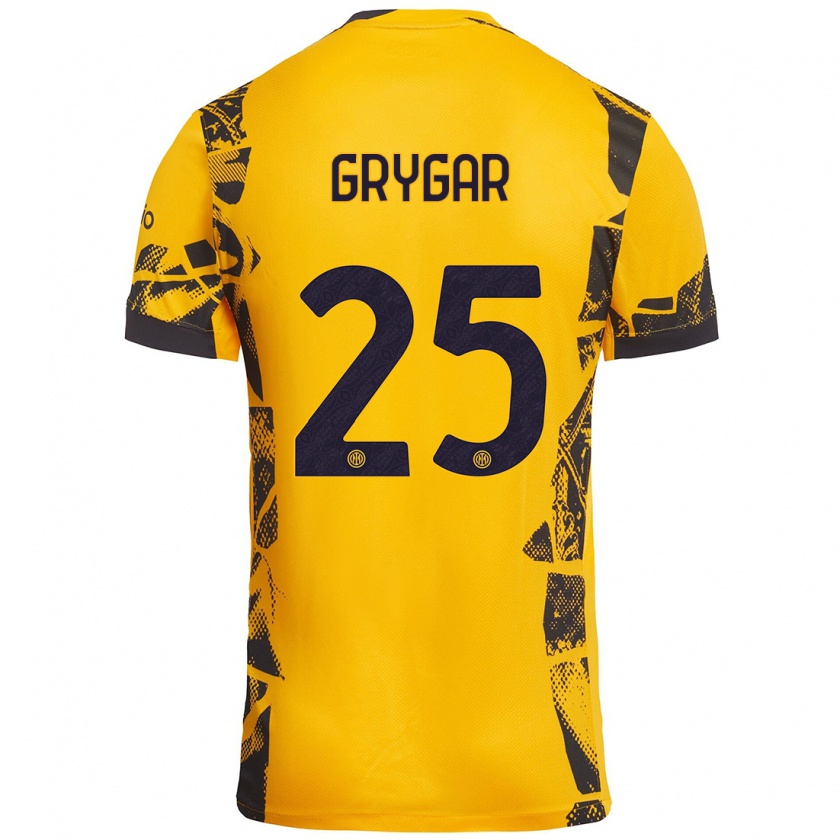 Kandiny Niño Camiseta Samuel Grygar #25 Dorado Negro Equipación Tercera 2024/25 La Camisa