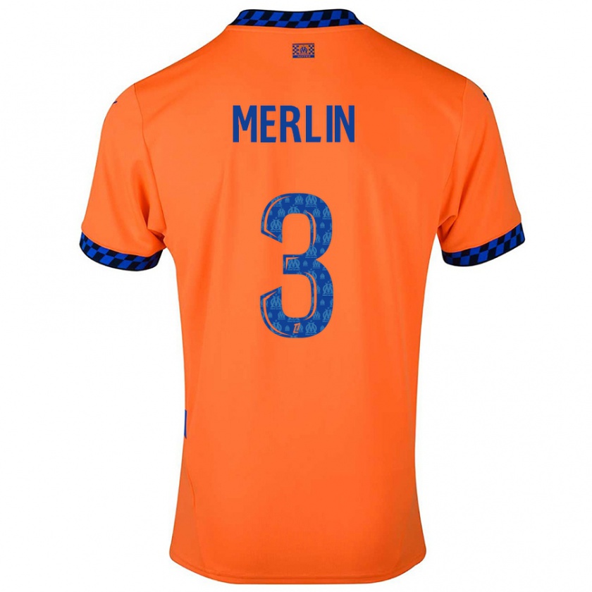 Kandiny Kinderen Quentin Merlin #3 Oranje Donkerblauw Thuisshirt Derde Tenue 2024/25 T-Shirt België