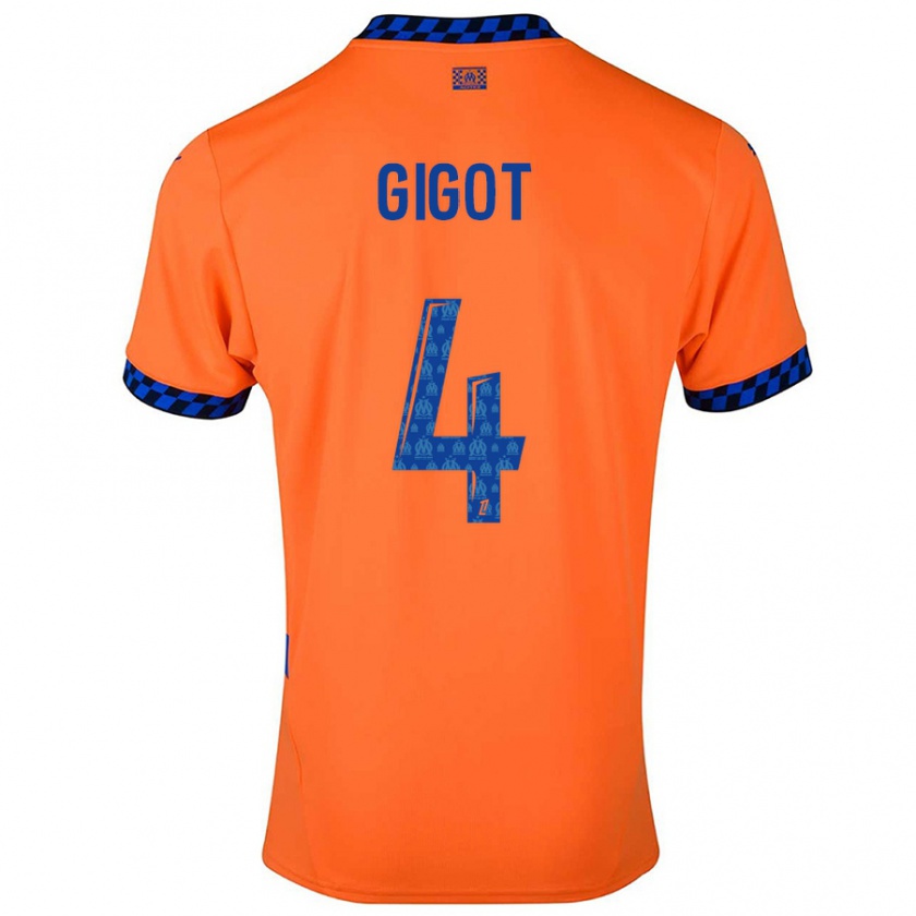 Kandiny Kinderen Samuel Gigot #4 Oranje Donkerblauw Thuisshirt Derde Tenue 2024/25 T-Shirt