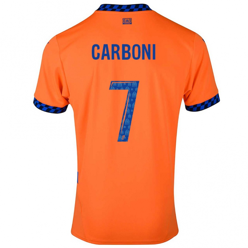 Kandiny Kinderen Valentín Carboni #7 Oranje Donkerblauw Thuisshirt Derde Tenue 2024/25 T-Shirt