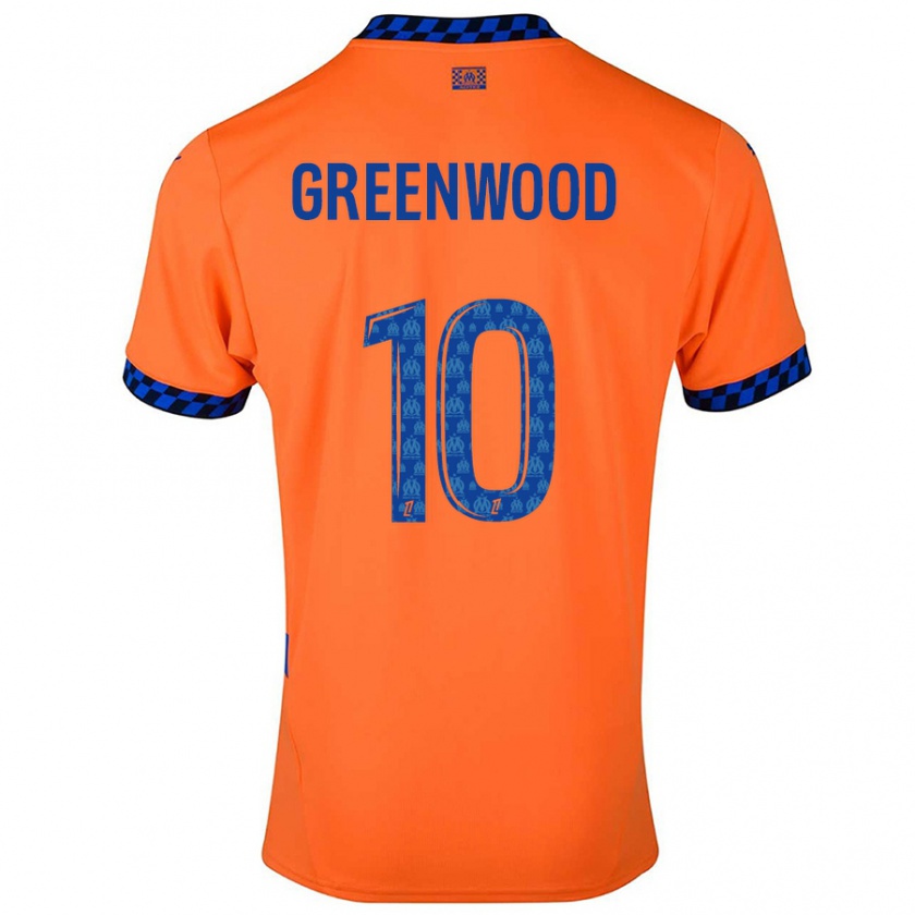 Kandiny Kinderen Mason Greenwood #10 Oranje Donkerblauw Thuisshirt Derde Tenue 2024/25 T-Shirt