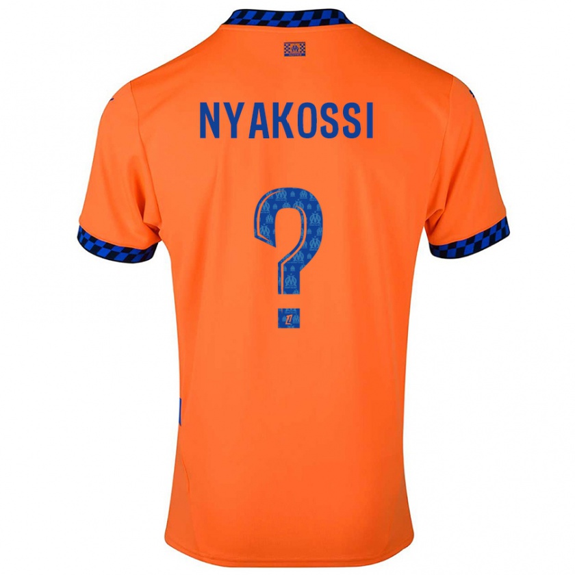 Kandiny Kinderen Roggerio Nyakossi #0 Oranje Donkerblauw Thuisshirt Derde Tenue 2024/25 T-Shirt