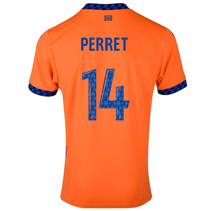 Kandiny Kinderen Jenny Perret #14 Oranje Donkerblauw Thuisshirt Derde Tenue 2024/25 T-Shirt