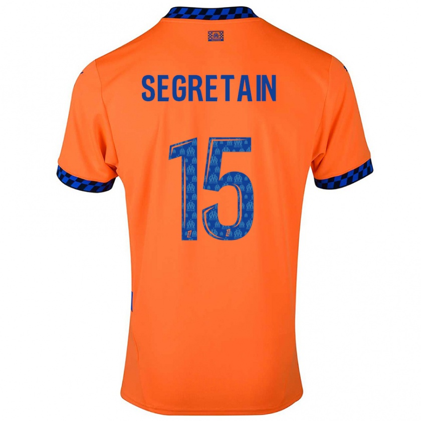 Kandiny Niño Camiseta Julie Ségrétain #15 Naranja Azul Oscuro Equipación Tercera 2024/25 La Camisa México