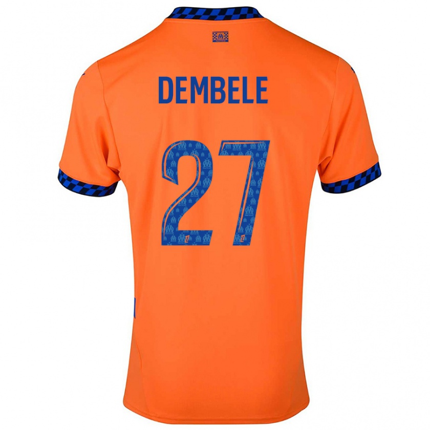 Kandiny Kinderen Coumba Dembélé #27 Oranje Donkerblauw Thuisshirt Derde Tenue 2024/25 T-Shirt