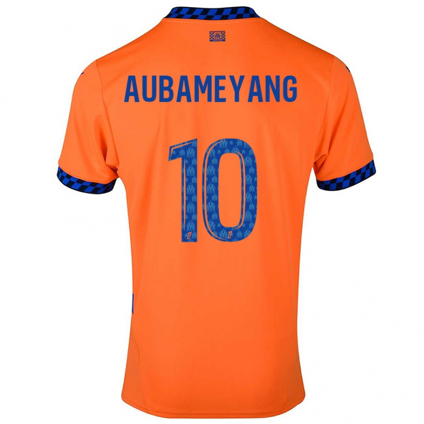 Kandiny Kinderen Pierre-Emerick Aubameyang #10 Oranje Donkerblauw Thuisshirt Derde Tenue 2024/25 T-Shirt