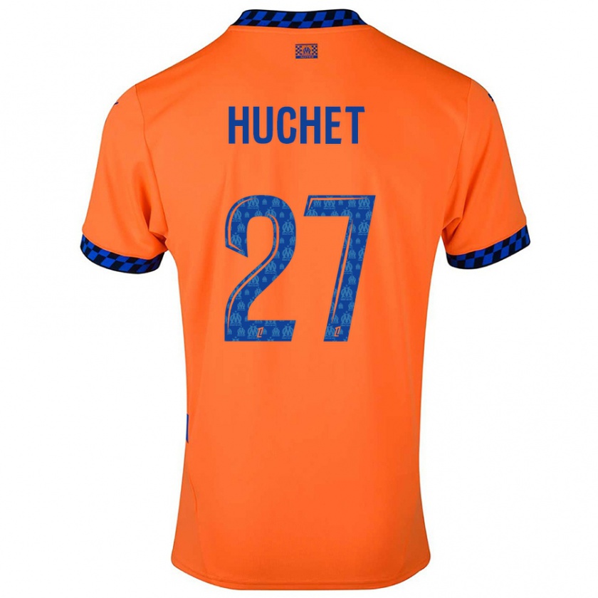 Kandiny Kinderen Sarah Huchet #27 Oranje Donkerblauw Thuisshirt Derde Tenue 2024/25 T-Shirt