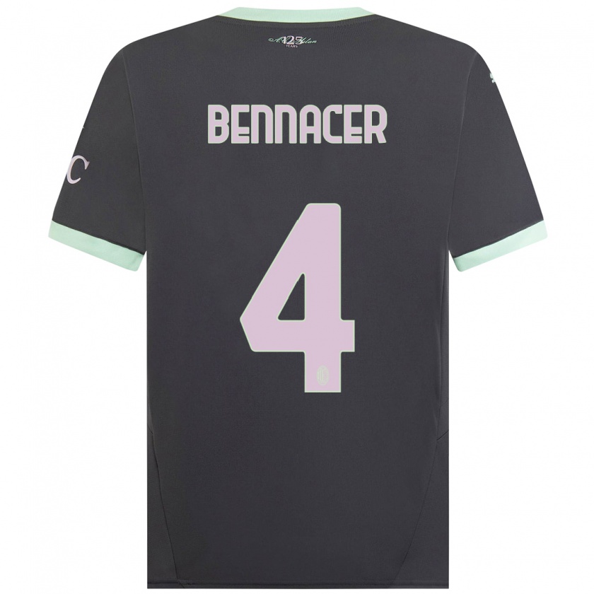 Kandiny Kinderen Ismaël Bennacer #4 Grijs Thuisshirt Derde Tenue 2024/25 T-Shirt