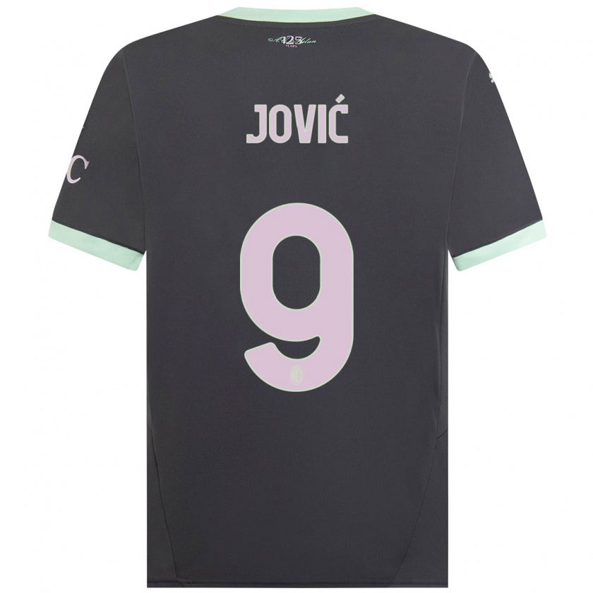 Kandiny Bambino Maglia Luka Jović #9 Grigio Kit Gara Third 2024/25 Maglietta