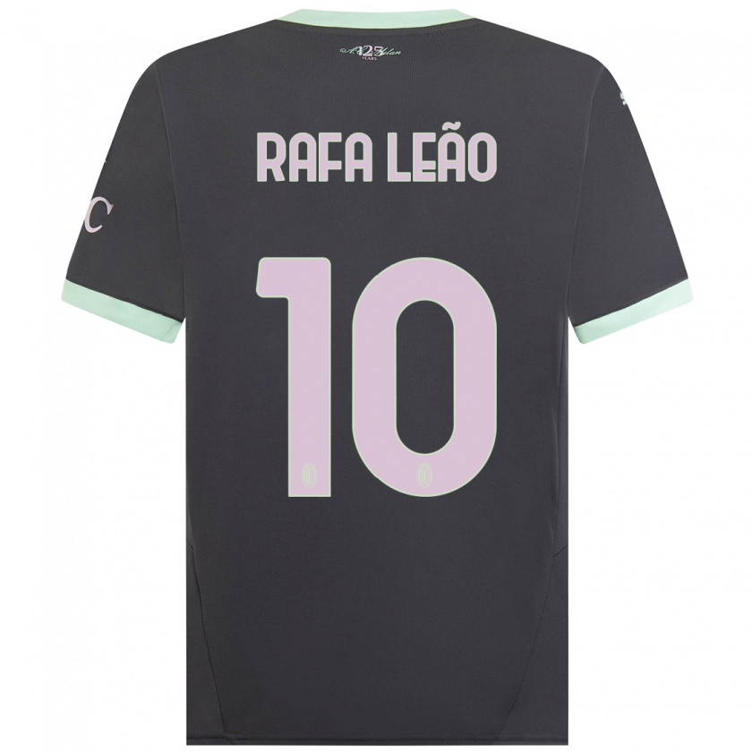 Kandiny Bambino Maglia Rafael Leão #10 Grigio Kit Gara Third 2024/25 Maglietta