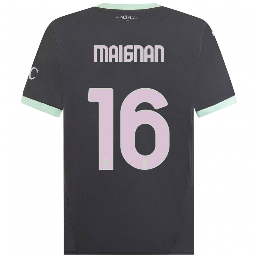 Kandiny Bambino Maglia Mike Maignan #16 Grigio Kit Gara Third 2024/25 Maglietta