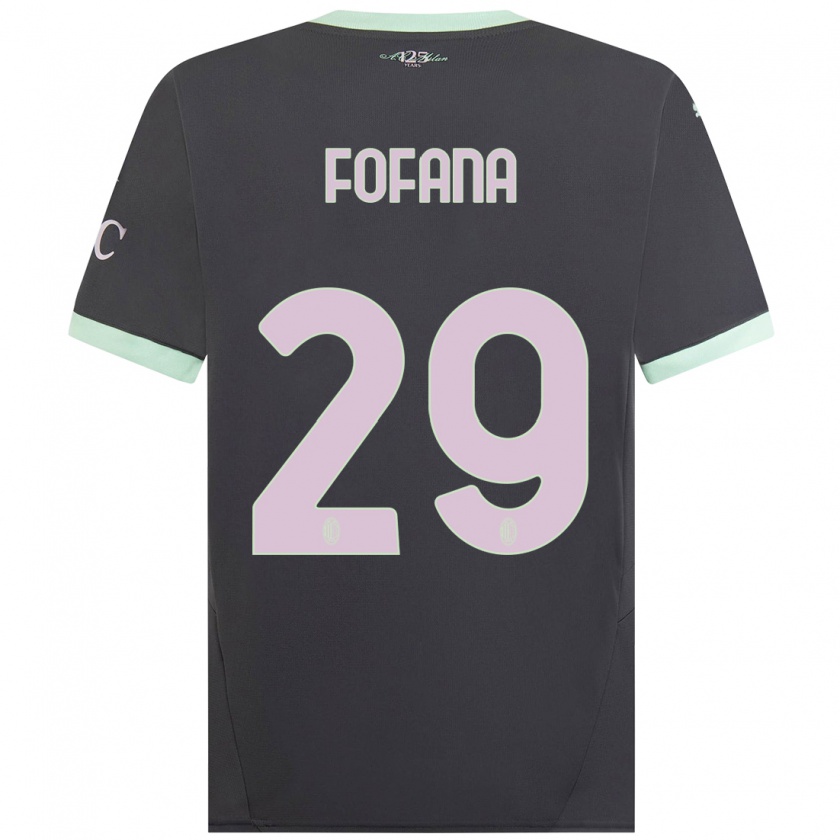 Kandiny Bambino Maglia Youssouf Fofana #29 Grigio Kit Gara Third 2024/25 Maglietta