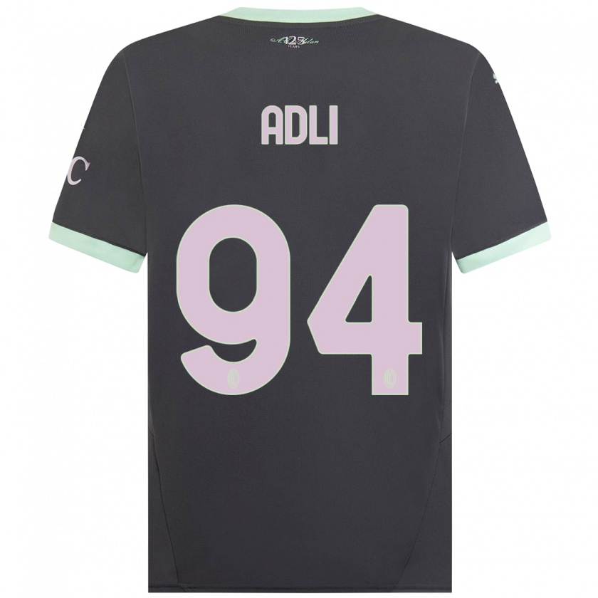 Kandiny Niño Camiseta Yacine Adli #94 Gris Equipación Tercera 2024/25 La Camisa