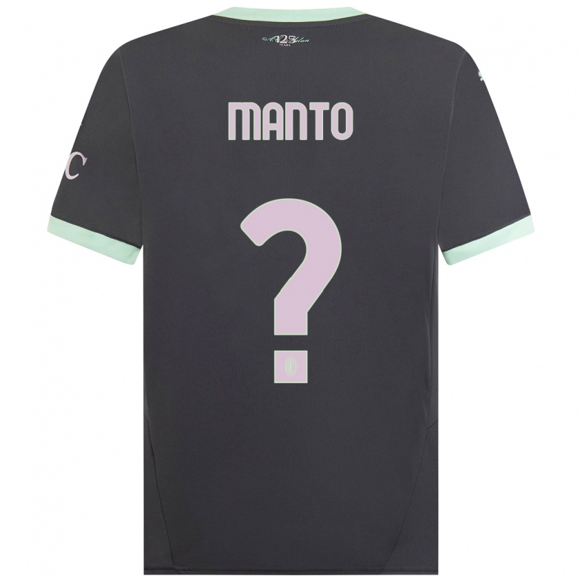 Kandiny Kinderen Gaetano Manto #0 Grijs Thuisshirt Derde Tenue 2024/25 T-Shirt