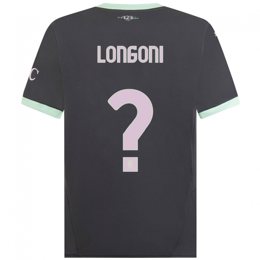 Kandiny Bambino Maglia Alessandro Longoni #0 Grigio Kit Gara Third 2024/25 Maglietta