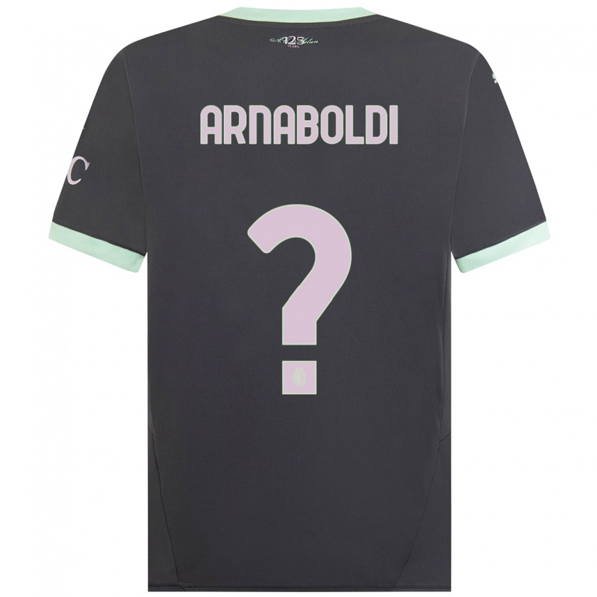 Kandiny Kinderen Pietro Arnaboldi #0 Grijs Thuisshirt Derde Tenue 2024/25 T-Shirt