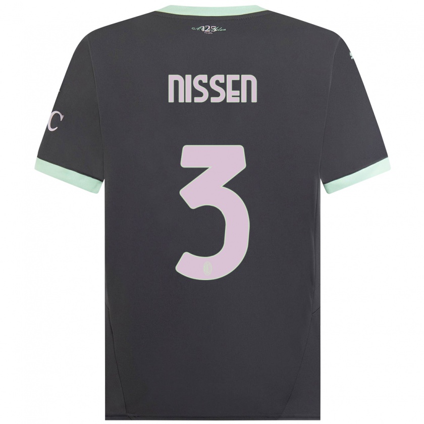 Kandiny Kinderen Fredrik Nissen #3 Grijs Thuisshirt Derde Tenue 2024/25 T-Shirt