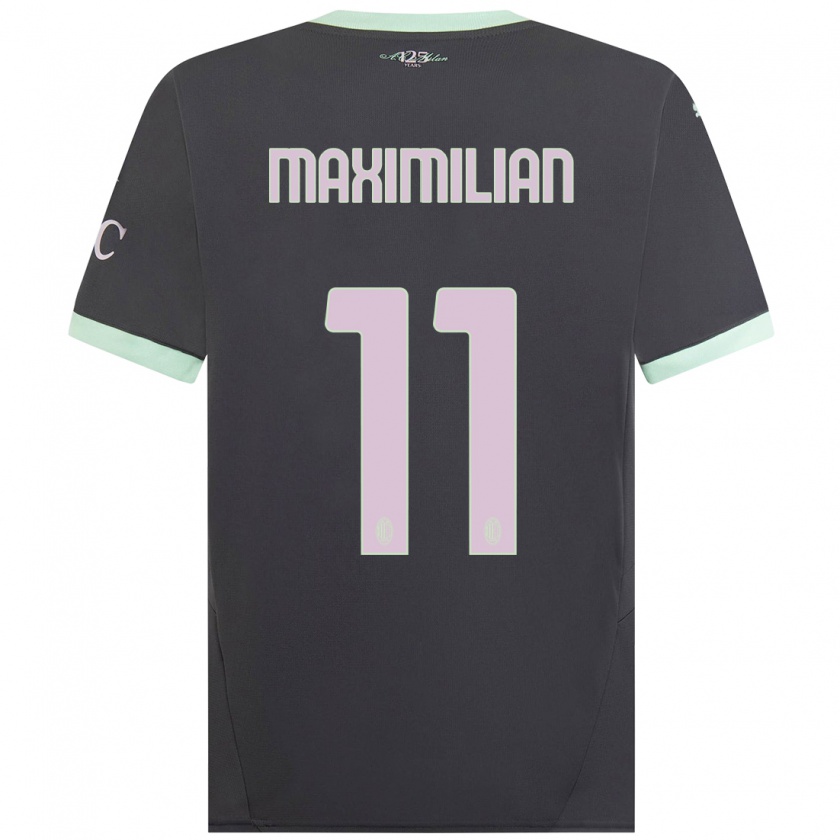 Kandiny Kinderen Maximilian Ibrahimović #11 Grijs Thuisshirt Derde Tenue 2024/25 T-Shirt