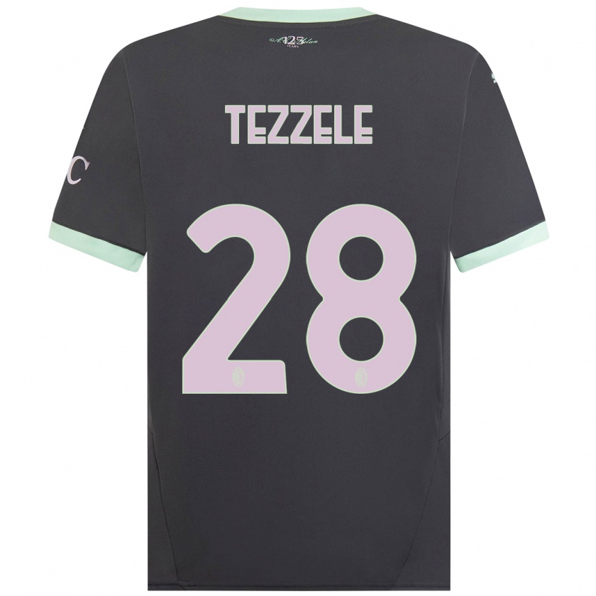 Kandiny Kinderen Matteo Tezzele #28 Grijs Thuisshirt Derde Tenue 2024/25 T-Shirt