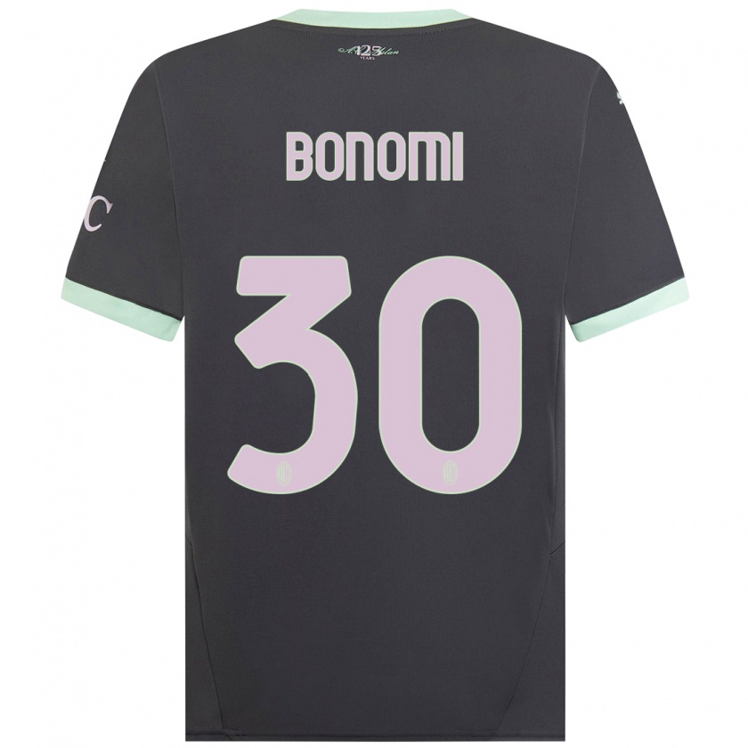 Kandiny Bambino Maglia Alessandro Bonomi #30 Grigio Kit Gara Third 2024/25 Maglietta