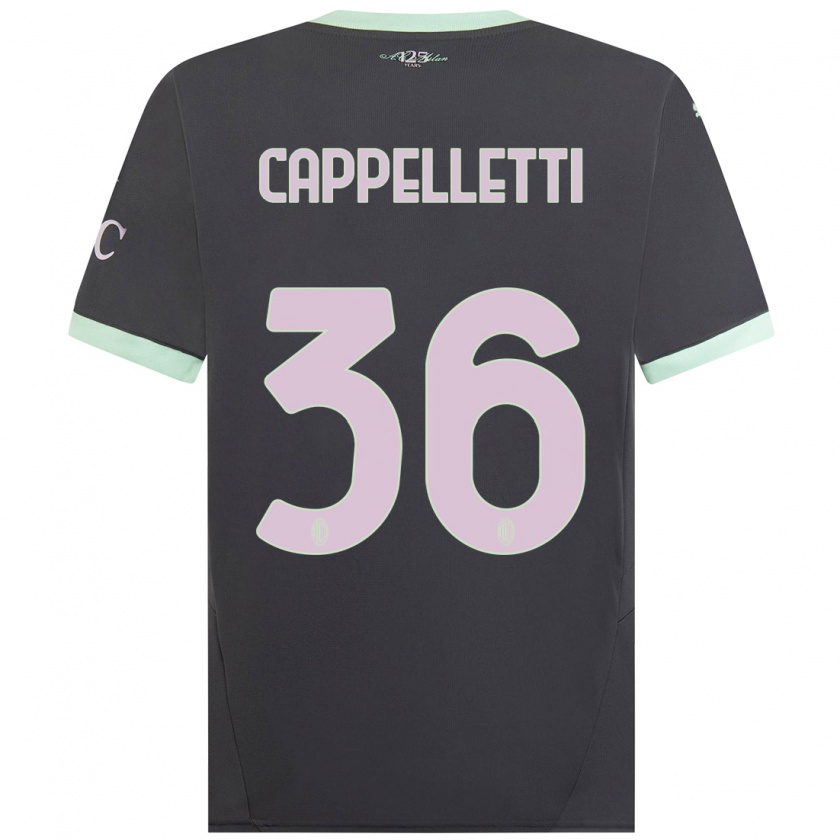 Kandiny Bambino Maglia Mattia Cappelletti #36 Grigio Kit Gara Third 2024/25 Maglietta