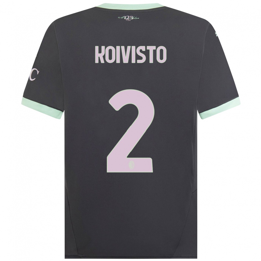 Kandiny Bambino Maglia Emma Koivisto #2 Grigio Kit Gara Third 2024/25 Maglietta