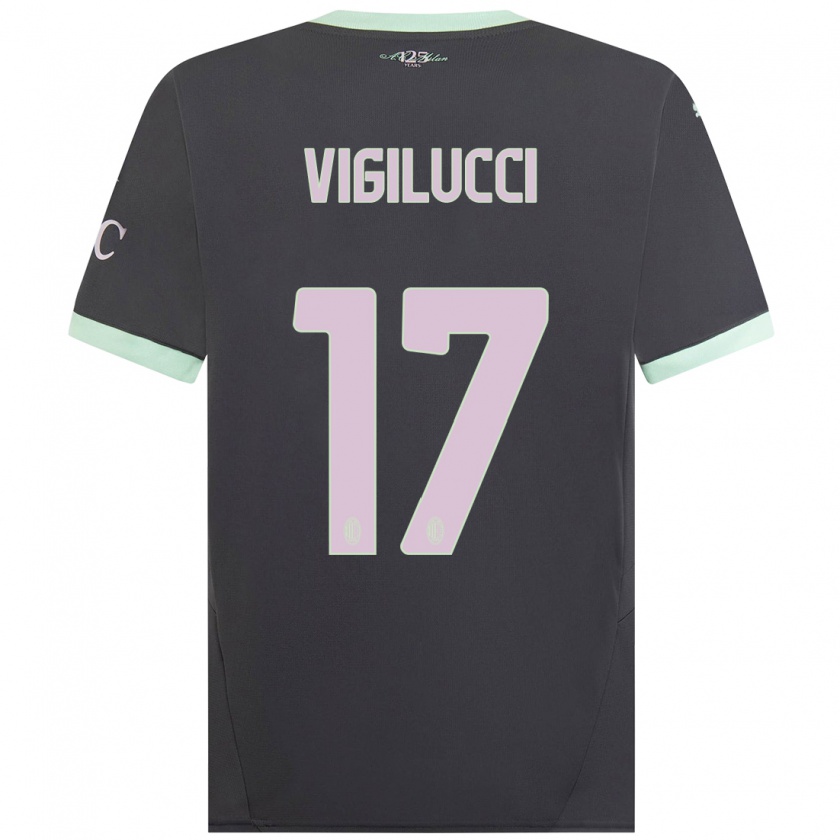 Kandiny Kinderen Valery Vigilucci #17 Grijs Thuisshirt Derde Tenue 2024/25 T-Shirt