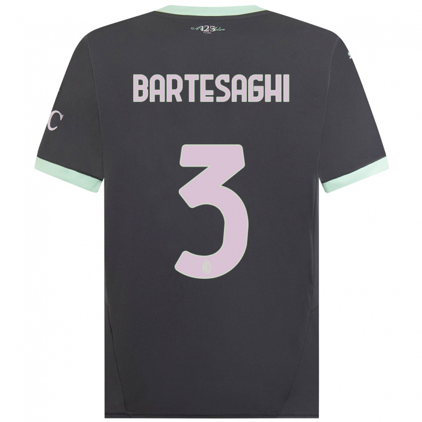 Kandiny Kinderen Davide Bartesaghi #3 Grijs Thuisshirt Derde Tenue 2024/25 T-Shirt