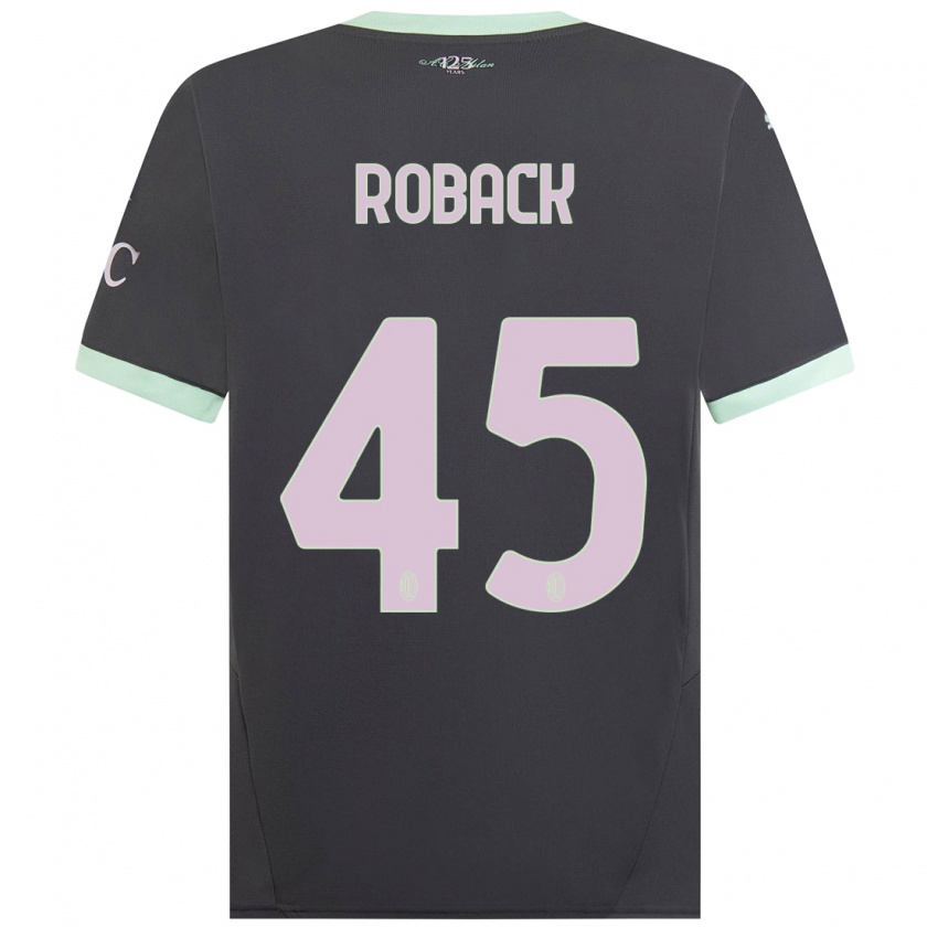 Kandiny Kinderen Emil Roback #45 Grijs Thuisshirt Derde Tenue 2024/25 T-Shirt