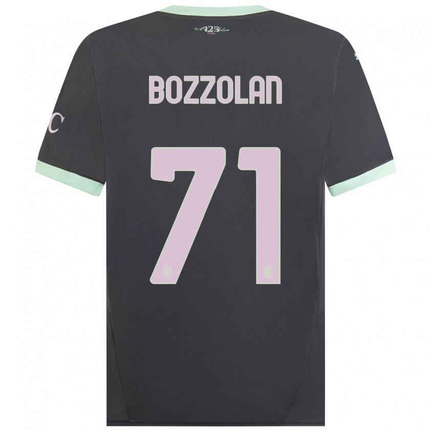 Kandiny Bambino Maglia Andrea Bozzolan #71 Grigio Kit Gara Third 2024/25 Maglietta