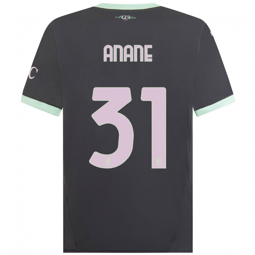 Kandiny Bambino Maglia Emmanuel Anane #31 Grigio Kit Gara Third 2024/25 Maglietta