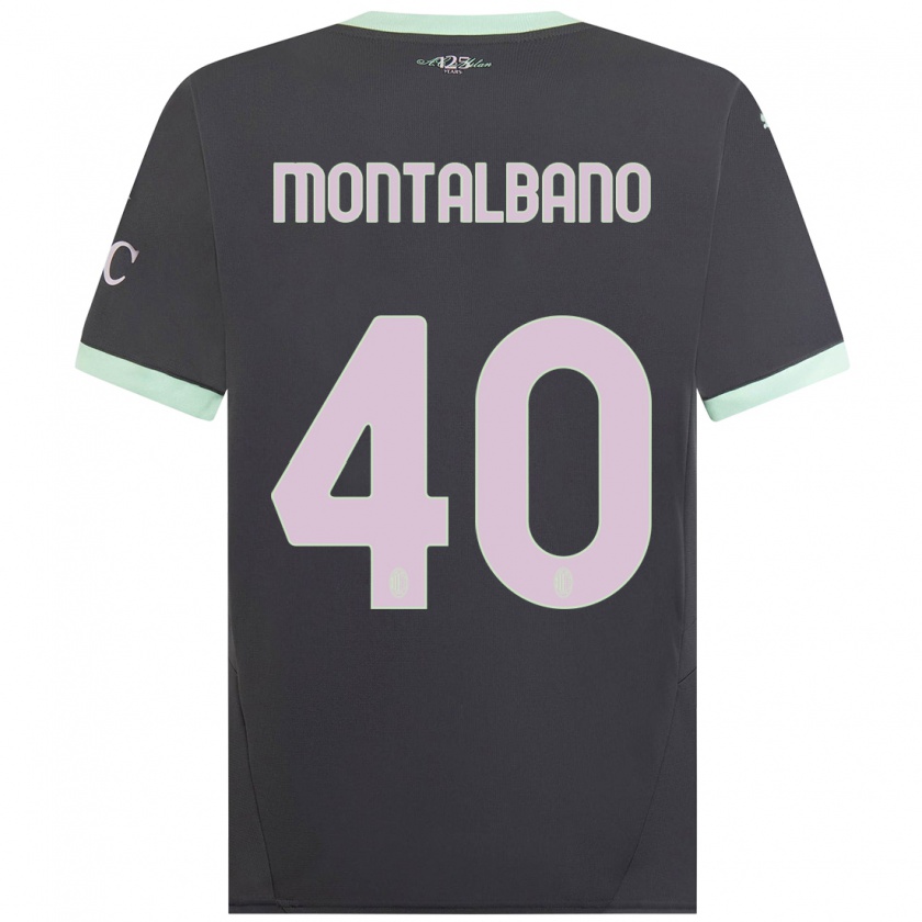 Kandiny Bambino Maglia Nicolo Montalbano #40 Grigio Kit Gara Third 2024/25 Maglietta