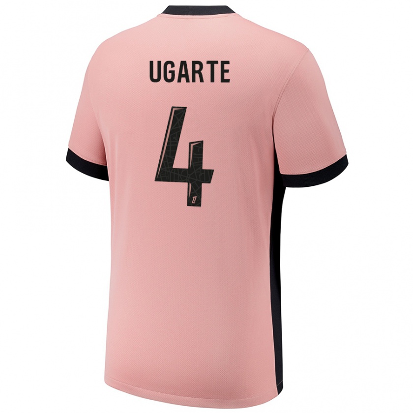 Kandiny Bambino Maglia Manuel Ugarte #4 Rosa Ruggine Kit Gara Third 2024/25 Maglietta