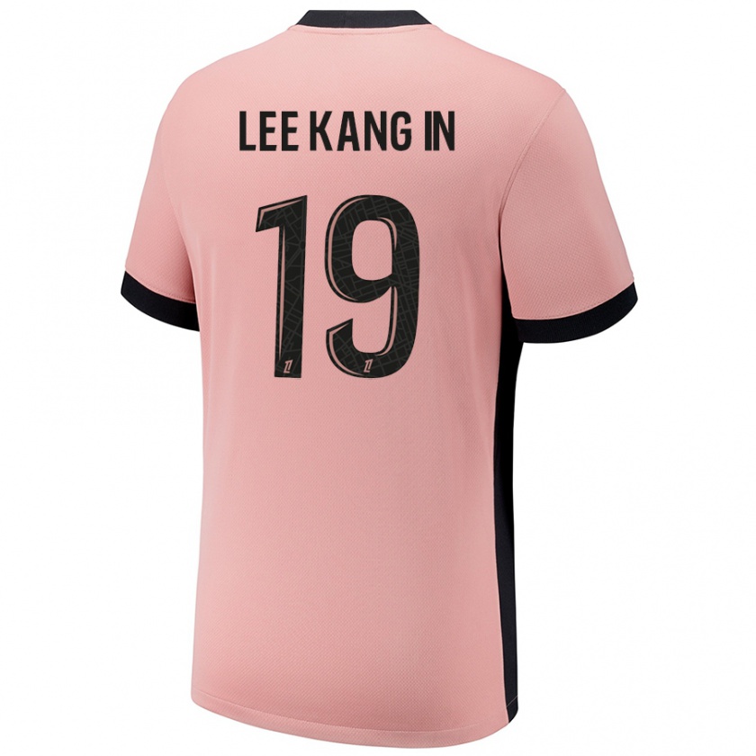 Kandiny Niño Camiseta Kang-In Lee #19 Rosa Óxido Equipación Tercera 2024/25 La Camisa México