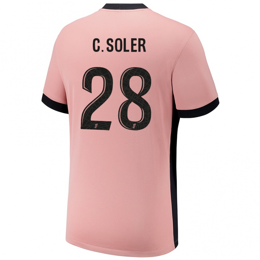 Kandiny Bambino Maglia Carlos Soler #28 Rosa Ruggine Kit Gara Third 2024/25 Maglietta