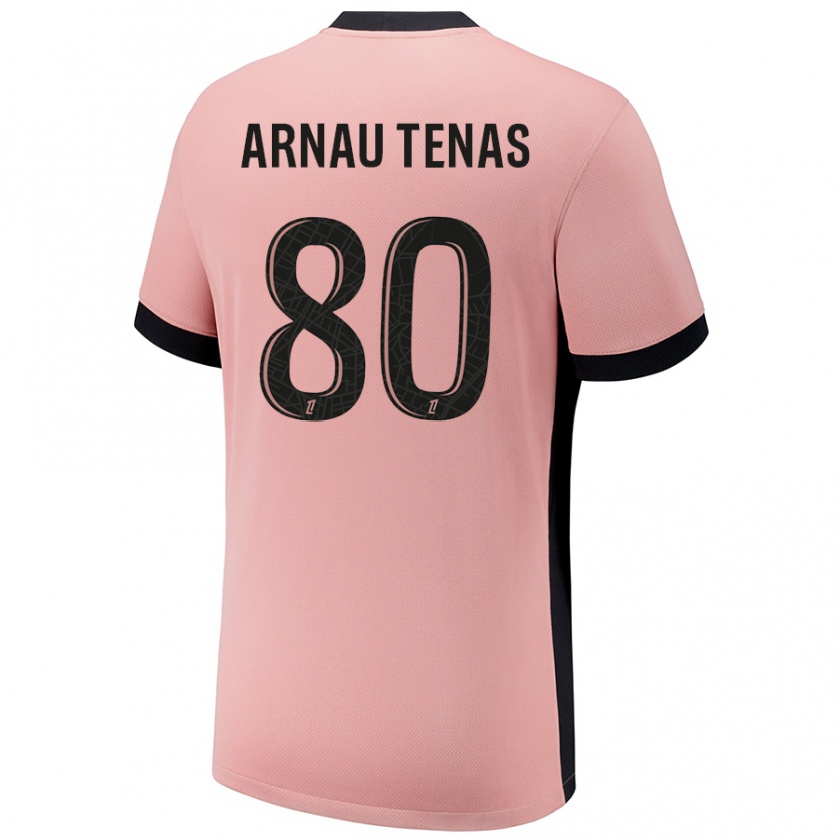 Kandiny Bambino Maglia Arnau Tenas #80 Rosa Ruggine Kit Gara Third 2024/25 Maglietta