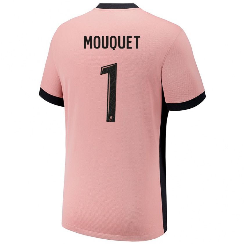 Kandiny Bambino Maglia Louis Mouquet #1 Rosa Ruggine Kit Gara Third 2024/25 Maglietta