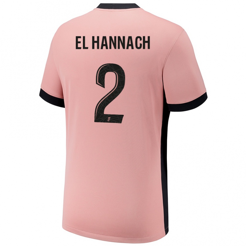 Kandiny Kinderen Naoufel El Hannach #2 Roestroze Thuisshirt Derde Tenue 2024/25 T-Shirt