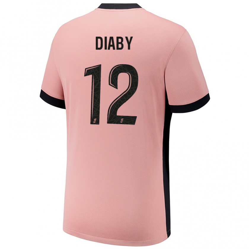 Kandiny Kinderen Ibrahima Diaby #12 Roestroze Thuisshirt Derde Tenue 2024/25 T-Shirt